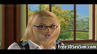 Hot 3D školačka olizování ebony babes těsné kočičky